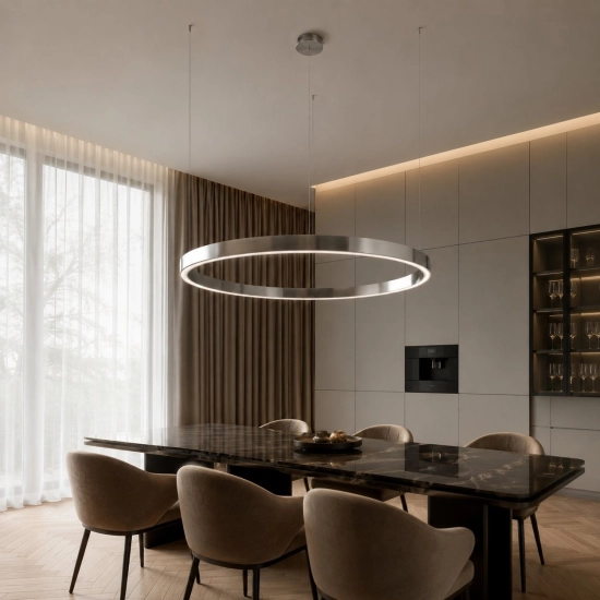 Lampa wisząca CIRCLE 100 cm - LED, ring nikiel szczotkowany - zdjęcie produktu