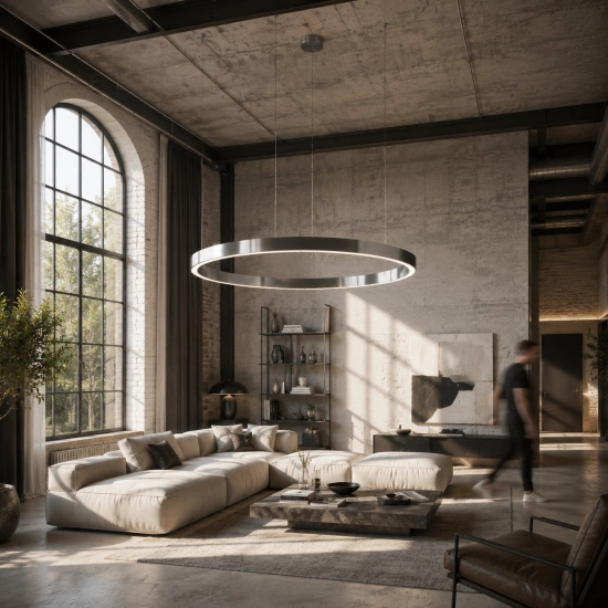 Lampa wisząca CIRCLE 120 cm - LED, ring nikiel szczotkowany - zdjęcie produktu