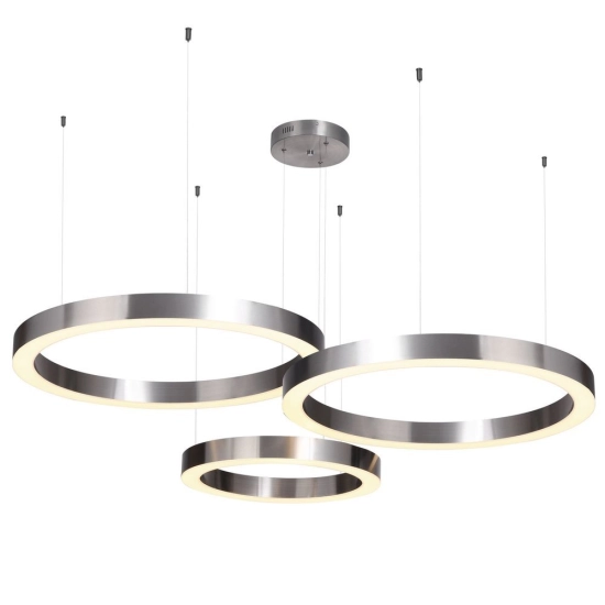 Lampa wisząca CIRCLE 3 40+60+60 cm - LED, ringi nikiel szczotkowany na 1 podsufitce - zdjęcie produktu