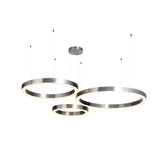 Lampa wisząca CIRCLE 3 40+60+80 cm - LED, rinig nikiel szczotkowany na 1 podsufitce - zdjęcie produktu