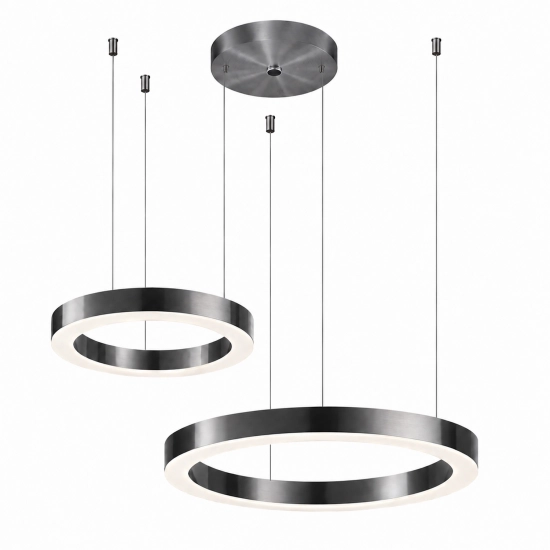 Lampa wisząca CIRCLE 2 40+60 cm - LED, ring tytan szczotkowany na 1 podsufitce - zdjęcie produktu