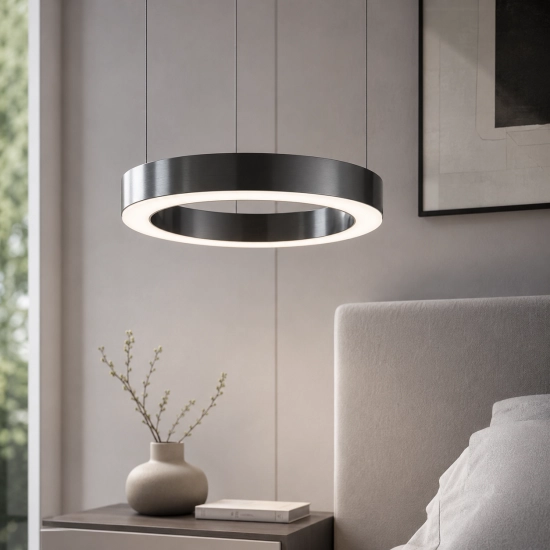 Lampa wisząca CIRCLE 40 cm - LED, ring tytan szczotkowany - zdjęcie produktu