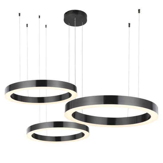 Lampa wisząca CIRCLE 3 60+80+100 cm - LED, ring tytan szczotkowany na 1 podsufitce 3000K - zdjęcie produktu