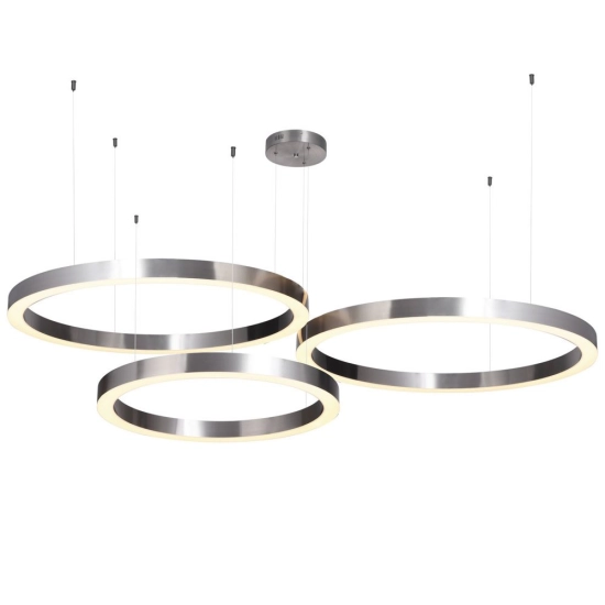 Lampa wisząca CIRCLE 3 60+80+80 cm - LED, ringi nikiel szczotkowany na 1 podsufitce - zdjęcie produktu