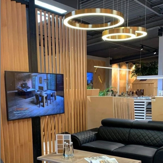 Lampa wisząca CIRCLE 2 60+80 cm - LED, rinig mosiądz szczotkowany na 1 podsufitce - zdjęcie produktu