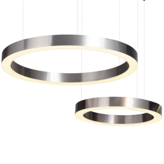 Lampa wisząca CIRCLE 2 60+80 cm - LED, ring nikiel szczotkowany na 1 podsufitce - zdjęcie produktu