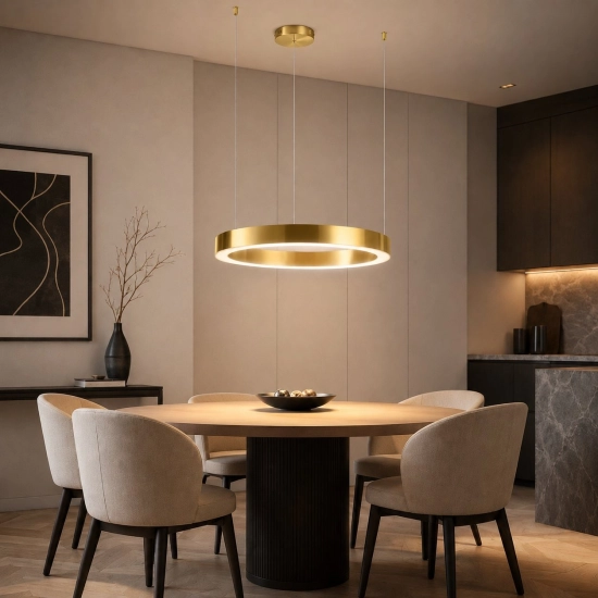Lampa wisząca CIRCLE 60 cm - LED, ring mosiądz szczotkowany - zdjęcie produktu