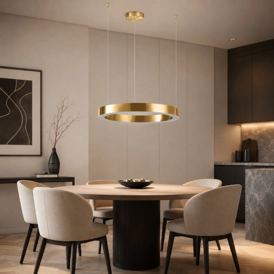 Lampa wisząca CIRCLE 60 cm - LED, ring mosiądz szczotkowany - zdjęcie produktu