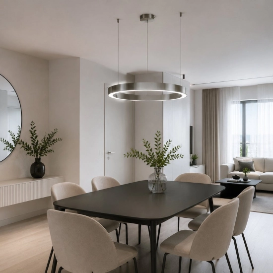 Lampa wisząca CIRCLE 60 cm - LED, ring nikiel szczotkowany - zdjęcie produktu