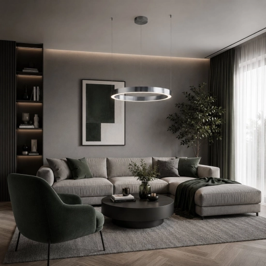 Lampa wisząca CIRCLE 60 cm - LED, ring nikiel szczotkowany - zdjęcie produktu