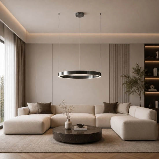 Lampa wisząca CIRCLE 80 cm - LED, ring tytan szczotkowany - zdjęcie produktu