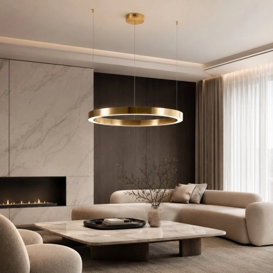Lampa wisząca CIRCLE 80 cm - LED, ring mosiądz szczotkowany - zdjęcie produktu