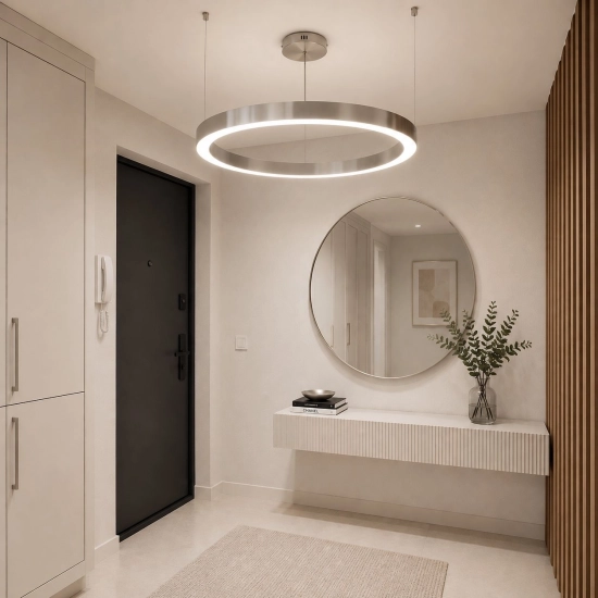 Lampa wisząca CIRCLE 80 cm - LED, ring nikiel szczotkowany - zdjęcie produktu