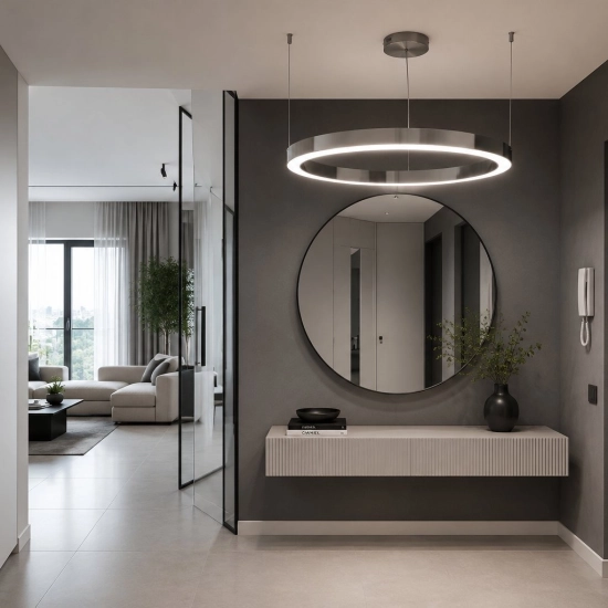 Lampa wisząca CIRCLE 80 cm - LED, ring nikiel szczotkowany - zdjęcie produktu