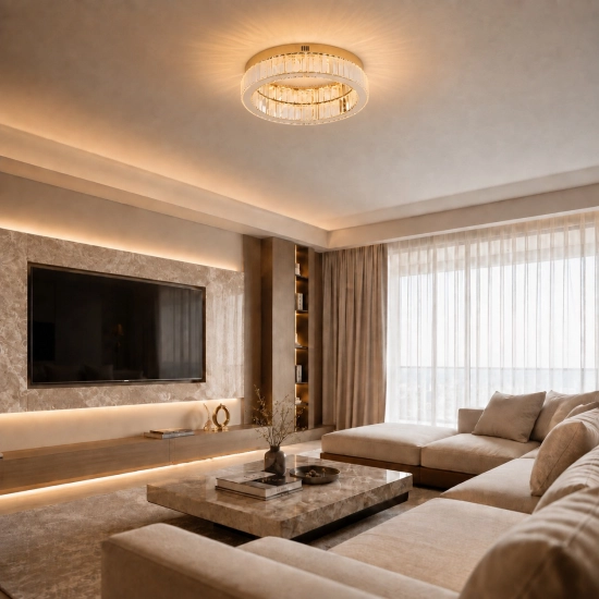 Plafon ledowy APOLLO 50 cm - złoty plafon LED, kryształowy - zdjęcie produktu