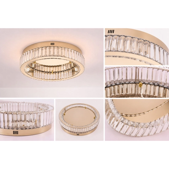 Plafon ledowy APOLLO 50 cm - złoty plafon LED, kryształowy - zdjęcie produktu
