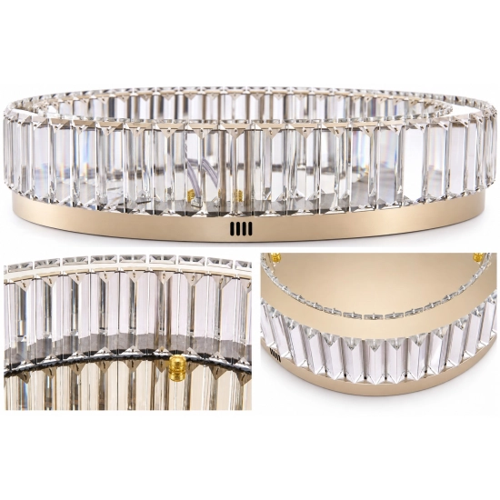 Plafon ledowy APOLLO 50 cm - złoty plafon LED, kryształowy - zdjęcie produktu