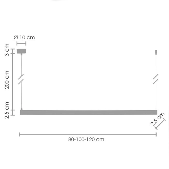 Lampa wisząca BEAM-120 LED - czarna oprawa liniowa - zdjęcie produktu