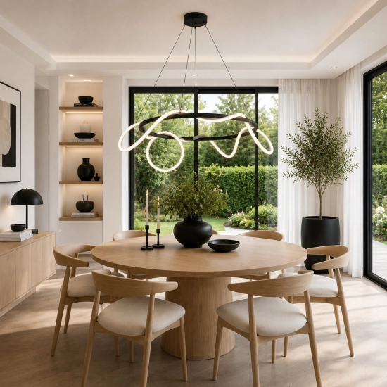 Lampa wisząca FANTASIA ROUND LED czarna 60 cm - zdjęcie produktu