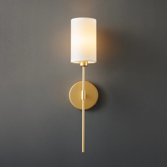 Lampa ścienna DARLING 53 cm- złoty kinkiet z abażurem - zdjęcie produktu