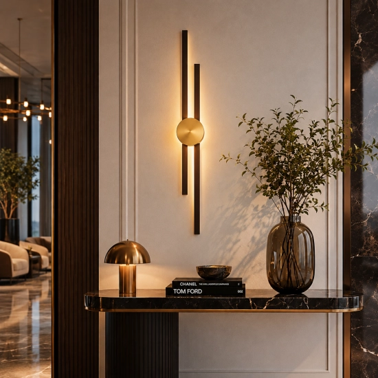 Lampa ścienna CENTRO 92 cm - LED, czarno mosiężny - zdjęcie produktu