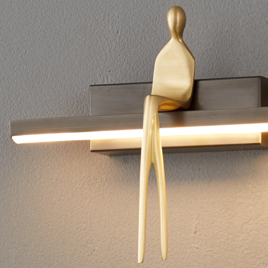 Lampa ścienna AMICI 31 cm LED czarno złota, mosiądz - zdjęcie produktu