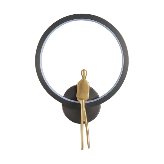 Lampa ścienna AMICI RING 27 cm LED złoto czarna, mosiądz - zdjęcie produktu