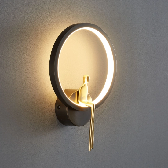 Lampa ścienna AMICI RING 27 cm LED złoto czarna, mosiądz - zdjęcie produktu