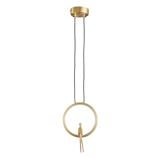 Lampa wisząca AMICI 27 cm - LED, mosiądz, złoty ring z dekoracyjną figurką - zdjęcie produktu