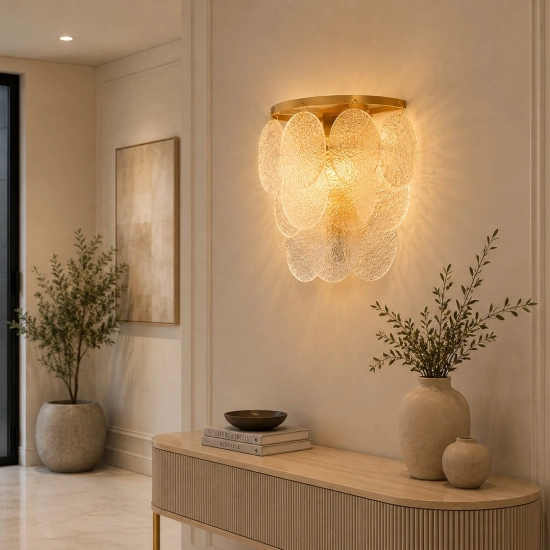 Lampa ścienna FIORE 30 cm - kinkiet złoty, kryształowy - zdjęcie produktu