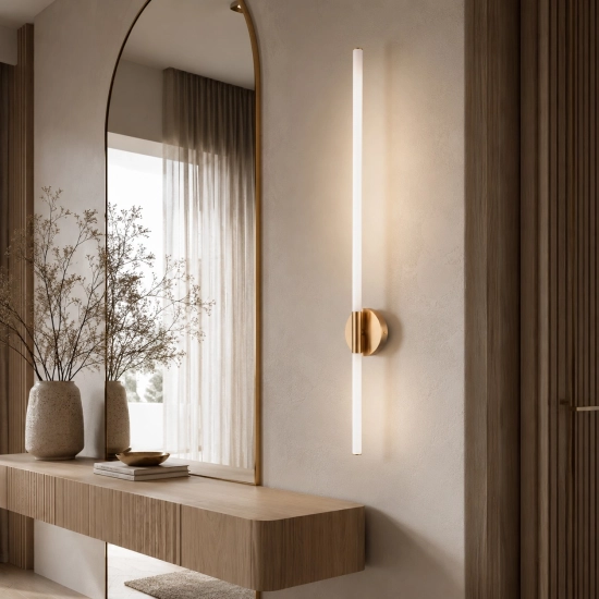 Lampa ścienna LED FELIX biało-złota 100 cm - nowoczesny kinkiet - zdjęcie produktu