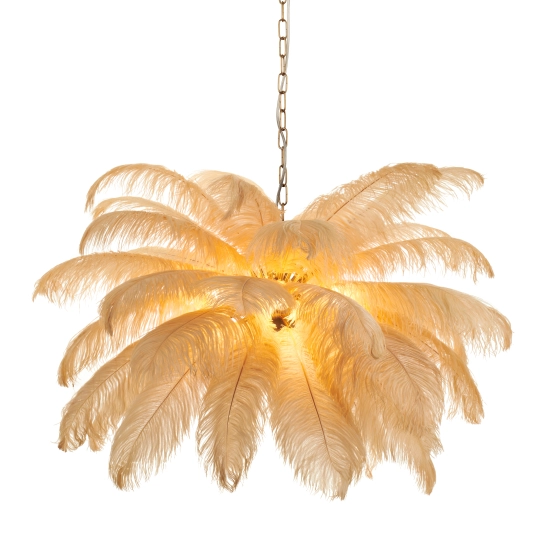 Lampa wisząca EMU 100 cm - pióra beżowe - zdjęcie produktu