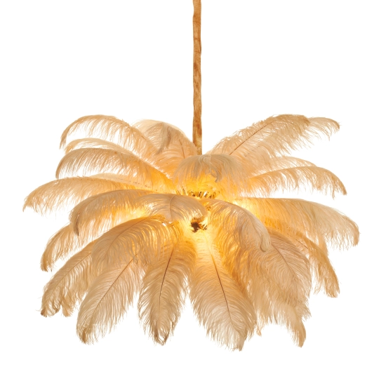 Lampa wisząca EMU 100 cm - pióra beżowe - zdjęcie produktu