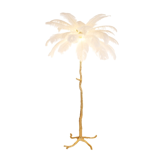 Lampa podłogowa EMU 170 cm - pióra białe - zdjęcie produktu