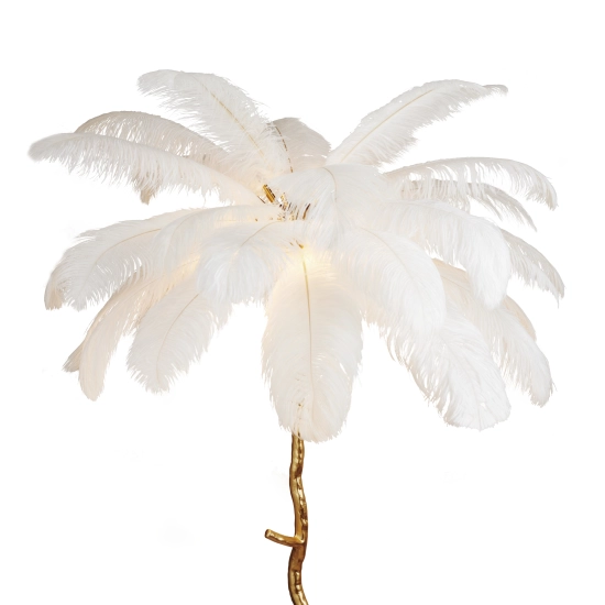 Lampa podłogowa EMU 170 cm - pióra białe - zdjęcie produktu