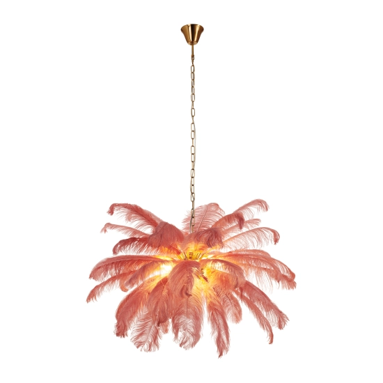 Lampa wisząca EMU 100 cm - pióra różowe - zdjęcie produktu