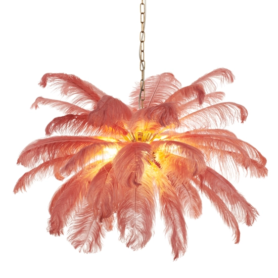 Lampa wisząca EMU 100 cm - pióra różowe - zdjęcie produktu