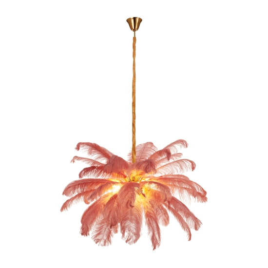 Lampa wisząca EMU 100 cm - pióra różowe - zdjęcie produktu