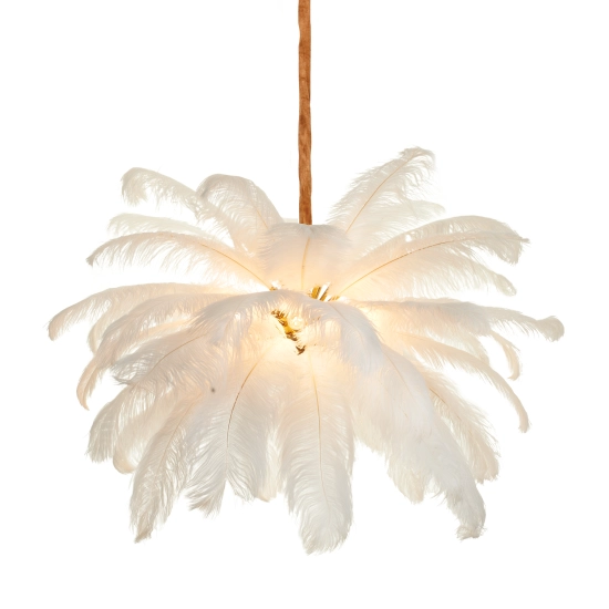 Lampa wisząca EMU 100 cm - pióra białe - zdjęcie produktu