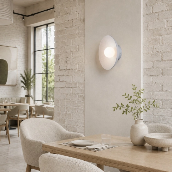 Lampa ścienna ILUSIONI 26 cm - okrągły kinkiet biały - zdjęcie produktu