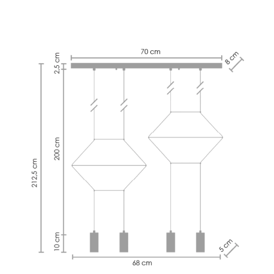 Lampa wisząca LINEA-4 LONG czarna 70 cm - zdjęcie produktu