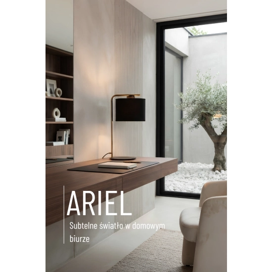 Lampka z abażurem welur ARIEL złoty szczotkowany czarny 41629 Sigma - zdjęcie 3