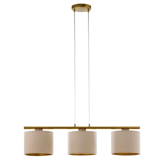 Lampa wisząca z abażurami welur ARIEL 3 złoty szczotkowany beż 41630 Sigma - zdjęcie 1