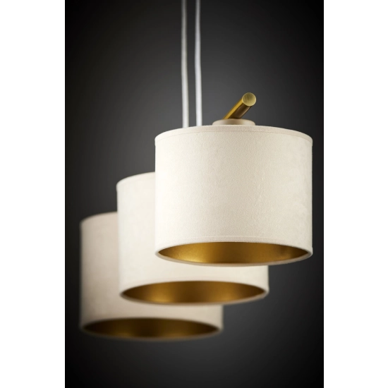 Lampa wisząca z abażurami welur ARIEL 3 złoty szczotkowany beż 41630 Sigma - zdjęcie 2