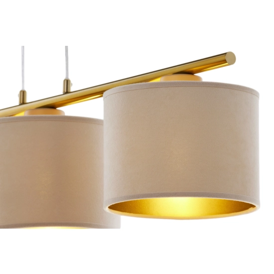 Lampa wisząca z abażurami welur ARIEL 3 złoty szczotkowany beż 41630 Sigma - zdjęcie 3