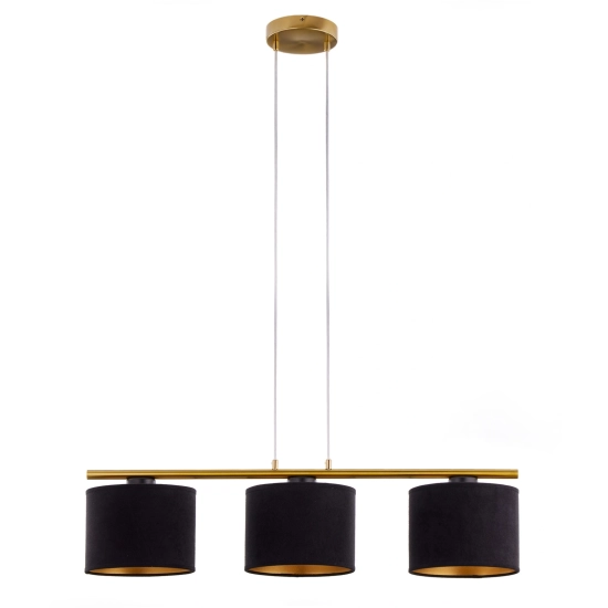 Lampa wisząca z abażurami welur ARIEL 3 złoty szczotkowany czarny 41676 Sigma - zdjęcie 1