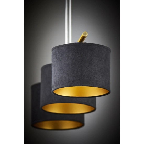 Lampa wisząca z abażurami welur ARIEL 3 złoty szczotkowany czarny 41676 Sigma - zdjęcie 2