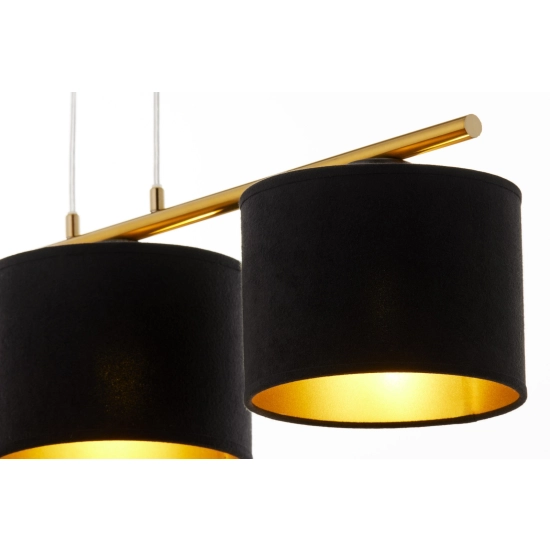 Lampa wisząca z abażurami welur ARIEL 3 złoty szczotkowany czarny 41676 Sigma - zdjęcie 4