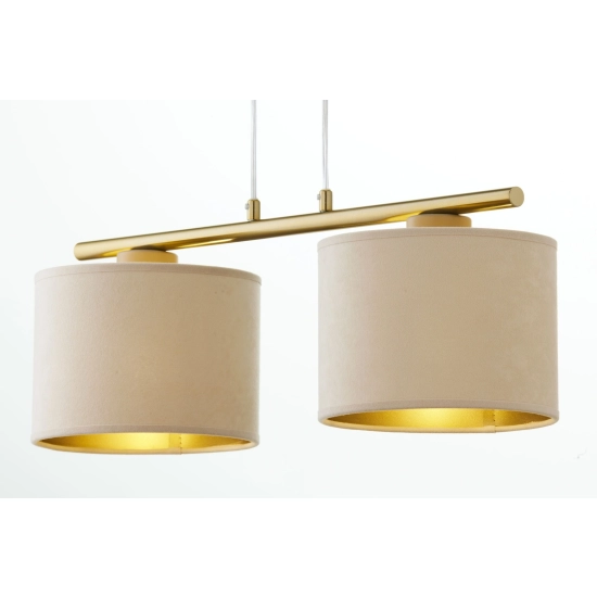 Lampa wisząca z abażurami welur ARIEL 2 złoty szczotkowany beż 41682 Sigma - zdjęcie 3