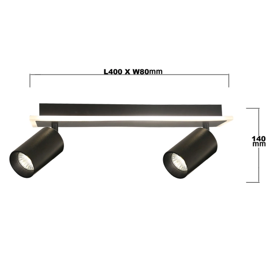 Spot Parma 2 2xGU10 + 1xLED CCT czarny LP-0612/2WS BK LIGHT PRESTIGE